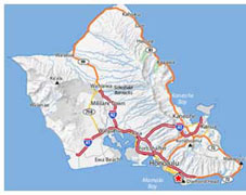 Scuba Diving Sites Hawaii - Oahu Map